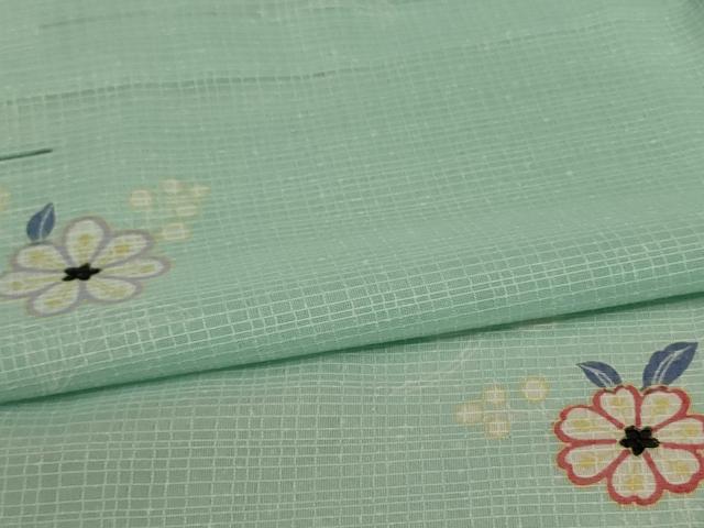 平和屋着物＊夏物 小紋 紗 草花文 洗える着物 AABC9949jd