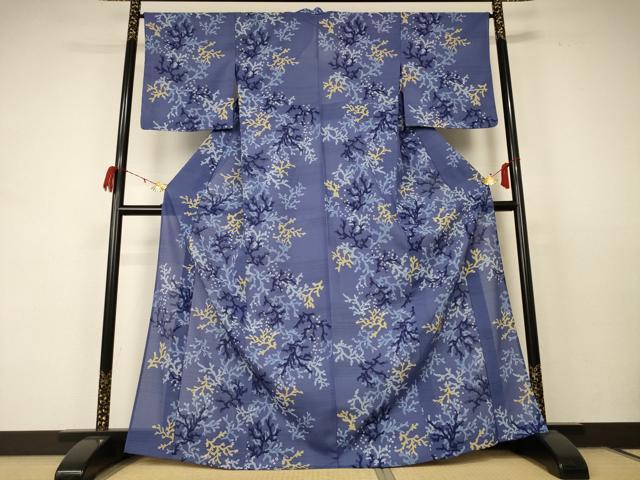 平和屋着物＊夏物 小紋 絽 珊瑚 洗える着物 未使用 AABC9950jd