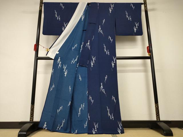 平和屋着物＊夏物 小紋 絽 風鈴 金彩 洗える着物 AABC9951jd