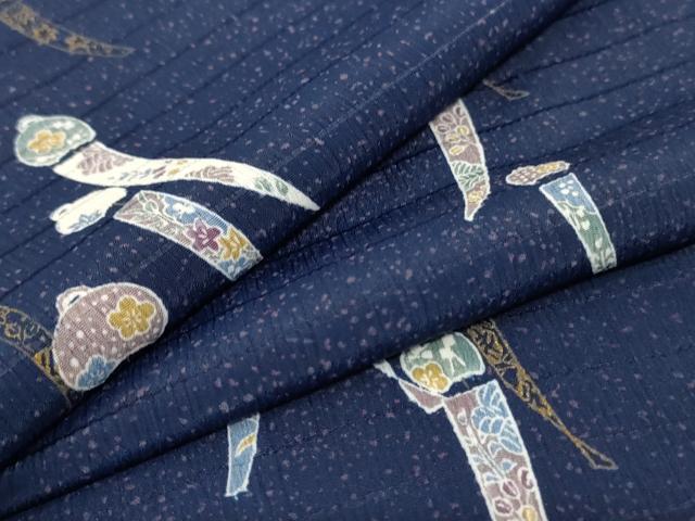 平和屋着物＊夏物 小紋 絽 風鈴 金彩 洗える着物 AABC9951jd