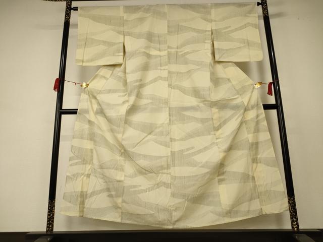 平和屋着物＊夏物 小紋 縦絽 幾何学文様 正絹 逸品 AABC9952jd