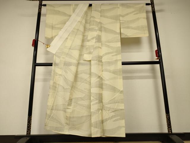 平和屋着物＊夏物 小紋 縦絽 幾何学文様 正絹 逸品 AABC9952jd
