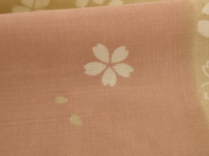 平和屋着物＊夏物 小紋 紗 色紙桜文 洗える着物 AABC9953jd
