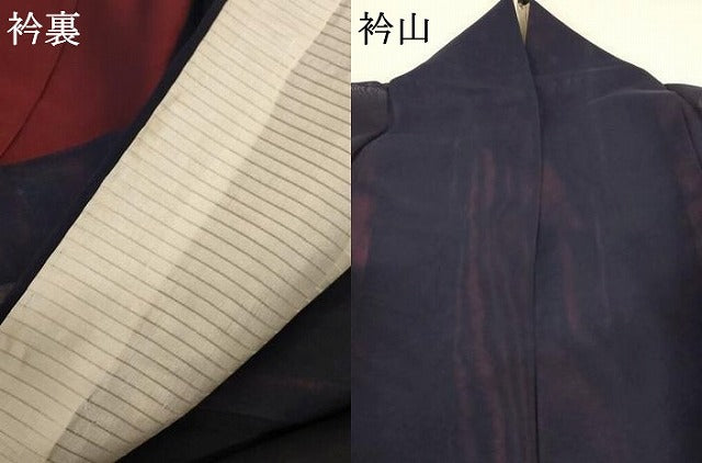 平和屋着物＊夏物 色無地 紗 黒紅色 正絹 逸品 AABC9955jd
