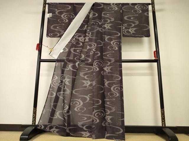 平和屋着物＊夏物 小紋 紗 流水文 魚 洗える着物 未使用 AABC9960jd
