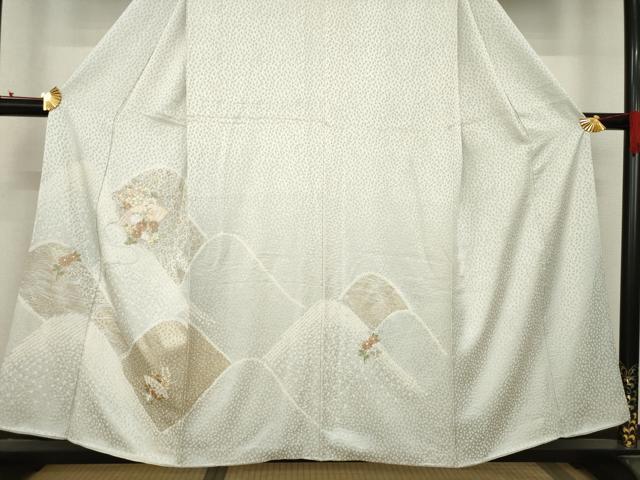 平和屋着物●訪問着　絞り　刺繍　遠山花文　正絹　逸品　AABC9963ck