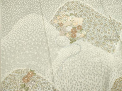 平和屋着物●訪問着　絞り　刺繍　遠山花文　正絹　逸品　AABC9963ck