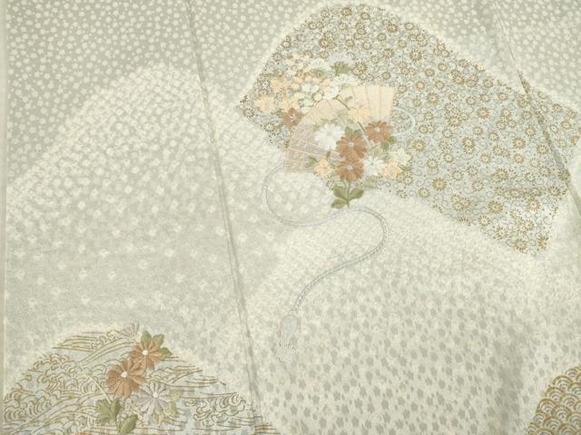 平和屋着物●訪問着　絞り　刺繍　遠山花文　正絹　逸品　AABC9963ck