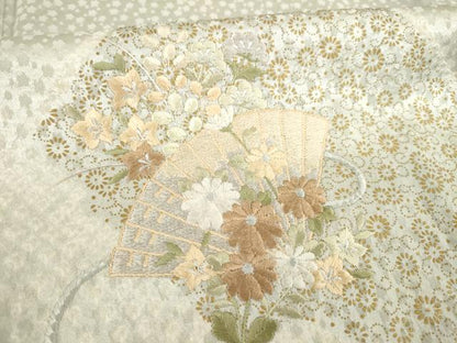 平和屋着物●訪問着　絞り　刺繍　遠山花文　正絹　逸品　AABC9963ck