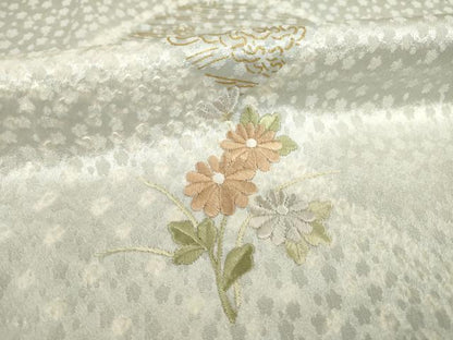 平和屋着物●訪問着　絞り　刺繍　遠山花文　正絹　逸品　AABC9963ck
