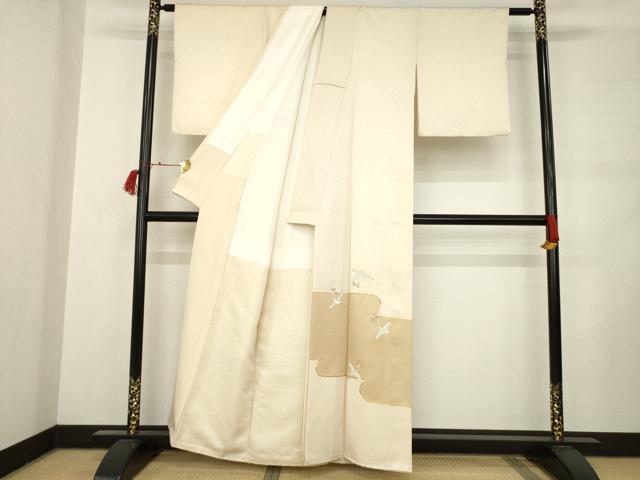 平和屋着物●豪華色留袖　駒刺繍　エ霞み飛鶴文　松喰い鶴　金彩　正絹　逸品　AABC9967ck