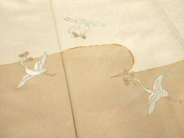 平和屋着物●豪華色留袖　駒刺繍　エ霞み飛鶴文　松喰い鶴　金彩　正絹　逸品　AABC9967ck