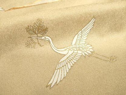 平和屋着物●豪華色留袖　駒刺繍　エ霞み飛鶴文　松喰い鶴　金彩　正絹　逸品　AABC9967ck
