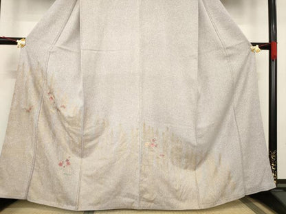 平和屋着物●訪問着　刺繍　舞花文　正絹　逸品　AABC9968ck