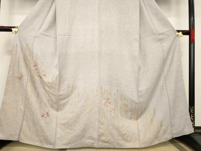 平和屋着物●訪問着　刺繍　舞花文　正絹　逸品　AABC9968ck