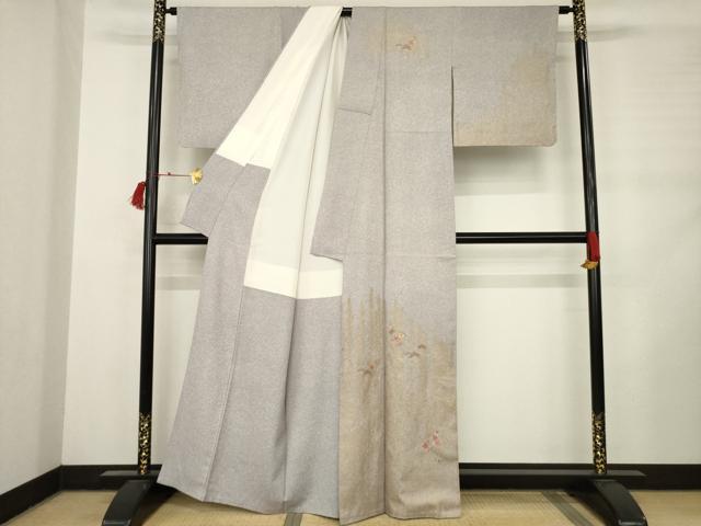 平和屋着物●訪問着　刺繍　舞花文　正絹　逸品　AABC9968ck