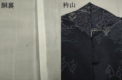 平和屋着物●本場大島紬　薩摩結城　風景文　正絹　逸品　AABC9972ck