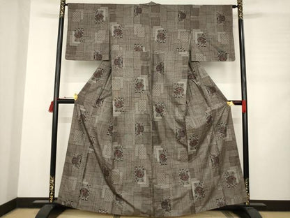 平和屋着物●本場大島紬　カタス9マルキ　短冊花文　正絹　逸品　AABC9976ck