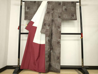 平和屋着物●本場大島紬　カタス9マルキ　短冊花文　正絹　逸品　AABC9976ck