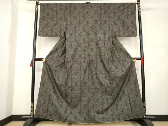 平和屋着物●本場大島紬 一元絣 麻の葉文様 正絹 逸品 AABC9977ck
