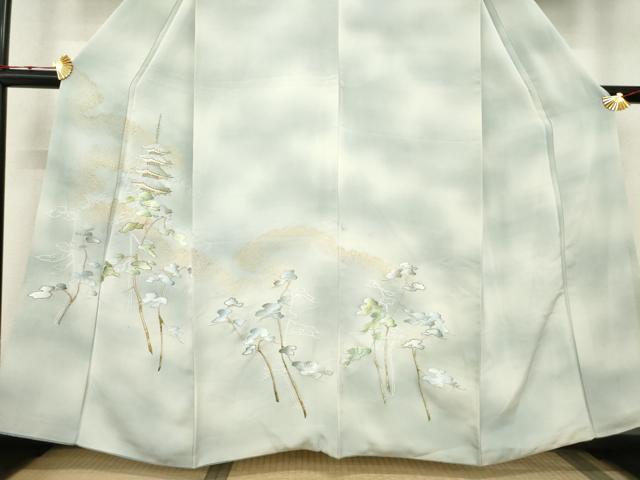 平和屋着物●訪問着 刺繍 五重塔 暈し染め 金糸 正絹 逸品 AABC9989ck