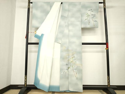平和屋着物●訪問着 刺繍 五重塔 暈し染め 金糸 正絹 逸品 AABC9989ck