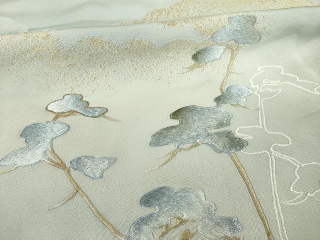 平和屋着物●訪問着 刺繍 五重塔 暈し染め 金糸 正絹 逸品 AABC9989ck