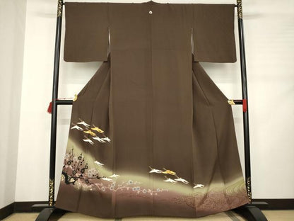 平和屋着物●豪華色留袖 駒刺繍 飛鶴文 暈し染め 金彩 正絹 逸品 AABC9991ck
