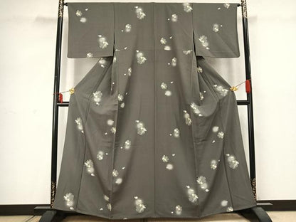平和屋着物▽上質な小紋 単衣 雪輪花文 蛍暈し 正絹 逸品 AABD0001fy
