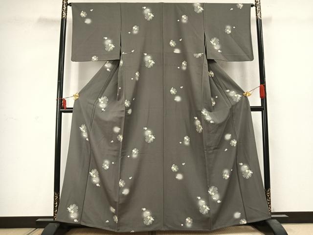 平和屋着物▽上質な小紋 単衣 雪輪花文 蛍暈し 正絹 逸品 AABD0001fy
