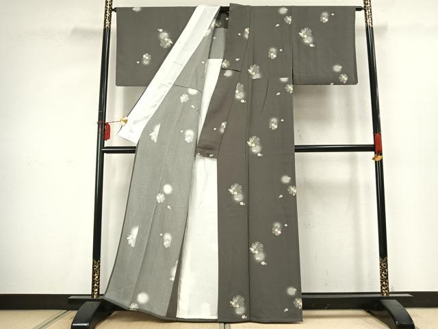 平和屋着物▽上質な小紋 単衣 雪輪花文 蛍暈し 正絹 逸品 AABD0001fy
