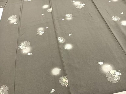 平和屋着物▽上質な小紋 単衣 雪輪花文 蛍暈し 正絹 逸品 AABD0001fy