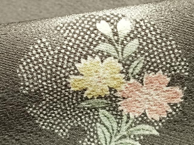 平和屋着物▽上質な小紋 単衣 雪輪花文 蛍暈し 正絹 逸品 AABD0001fy