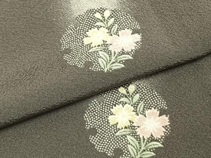 平和屋着物▽上質な小紋 単衣 雪輪花文 蛍暈し 正絹 逸品 AABD0001fy