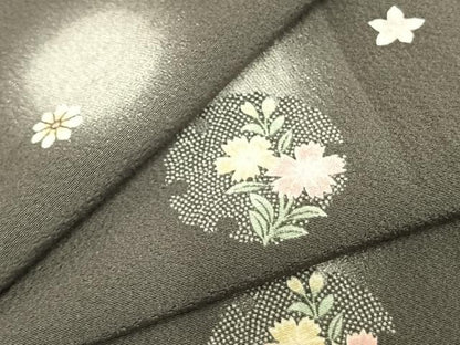 平和屋着物▽上質な小紋 単衣 雪輪花文 蛍暈し 正絹 逸品 AABD0001fy