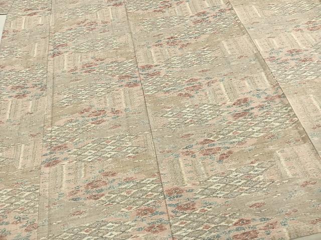 平和屋着物▽上質な紬　単衣　切嵌花文　正絹　逸品　AABD0002fy