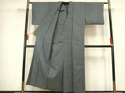 平和屋着物▽上質な紬　単衣　蚊絣　正絹　逸品　AABD0003fy
