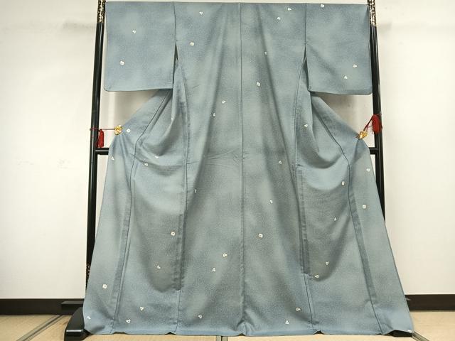 平和屋着物▽上質な小紋 単衣 草花文 ロング丈 正絹 逸品 AABD0007fy