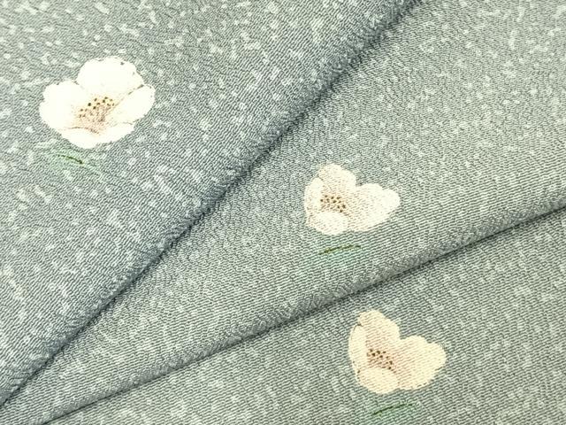 平和屋着物▽上質な小紋 単衣 草花文 ロング丈 正絹 逸品 AABD0007fy