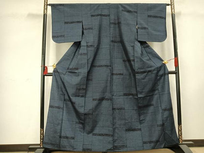 平和屋着物▽上質な紬 単衣 色紙文 正絹 逸品 未使用 AABD0011fy