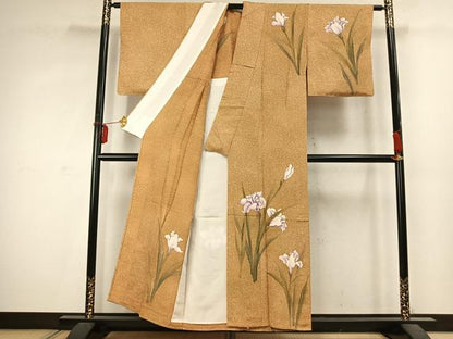 平和屋着物▽訪問着 単衣 手描き 草花文 正絹 逸品 未使用 AABD0012fy