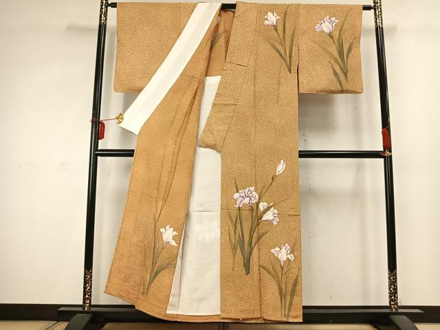 平和屋着物▽訪問着 単衣 手描き 草花文 正絹 逸品 未使用 AABD0012fy