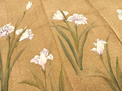 平和屋着物▽訪問着 単衣 手描き 草花文 正絹 逸品 未使用 AABD0012fy