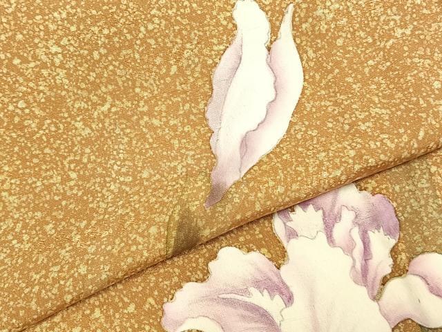 平和屋着物▽訪問着 単衣 手描き 草花文 正絹 逸品 未使用 AABD0012fy