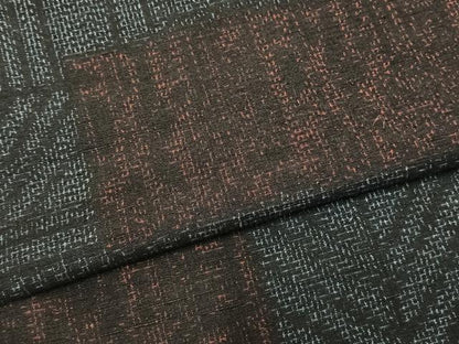 平和屋着物▽上質な紬　単衣　色紙文　正絹　逸品　AABD0013fy