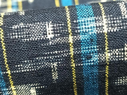 平和屋着物▽上質な紬　単衣　縞　幾何学文様　正絹　逸品　AABD0016fy