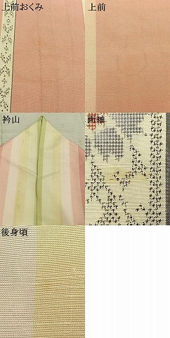 平和屋着物▽上質な紬 単衣 草花間道 正絹 逸品 AABD0023fy