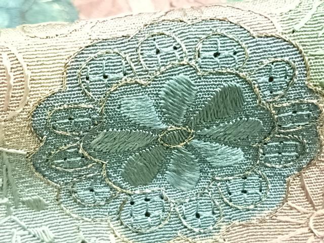 平和屋着物▽訪問着　単衣　中国三大刺繍　汕頭刺繍　スワトウ刺繍　草花文　暈し染め　金銀糸　正絹　逸品　AABD0026fy