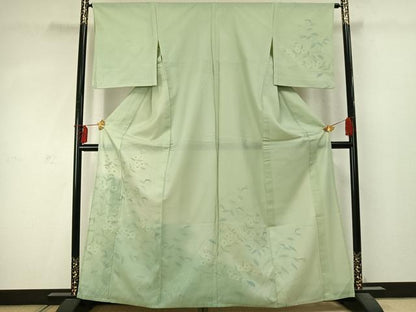 平和屋着物▽訪問着 単衣 無双 紗袷 紗×紗 手描き 草花文 正絹 逸品 AABD0027fy