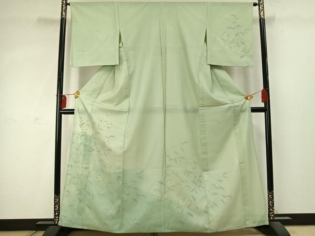 平和屋着物▽訪問着 単衣 無双 紗袷 紗×紗 手描き 草花文 正絹 逸品 AABD0027fy